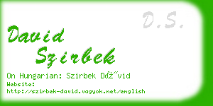 david szirbek business card